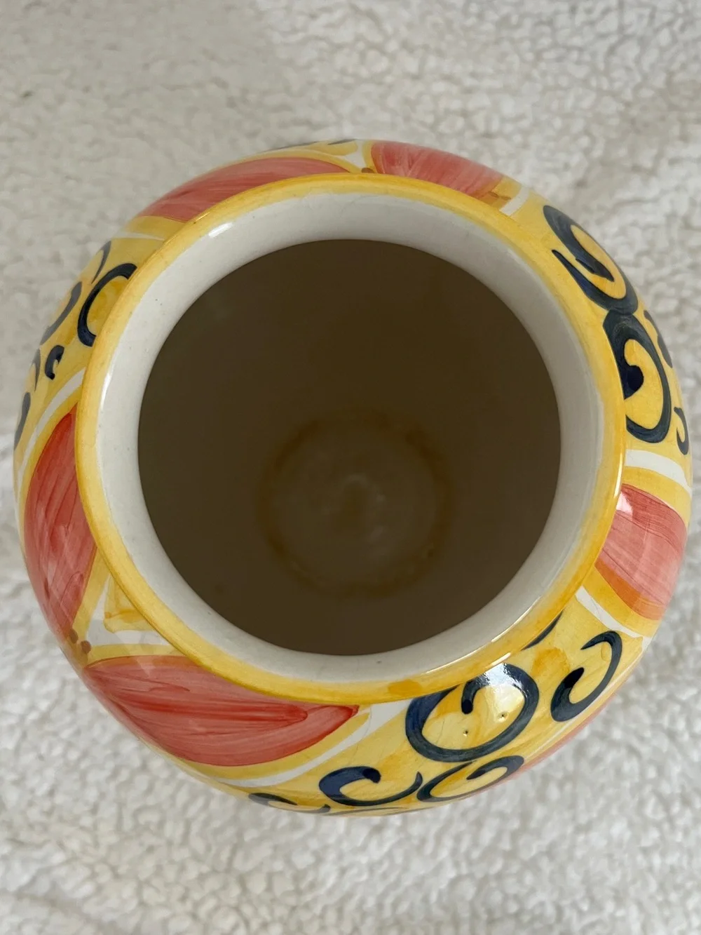 Vintage Favanol Portuguese Art Pottery Vase Signed Portugal, Hand Painted 8”